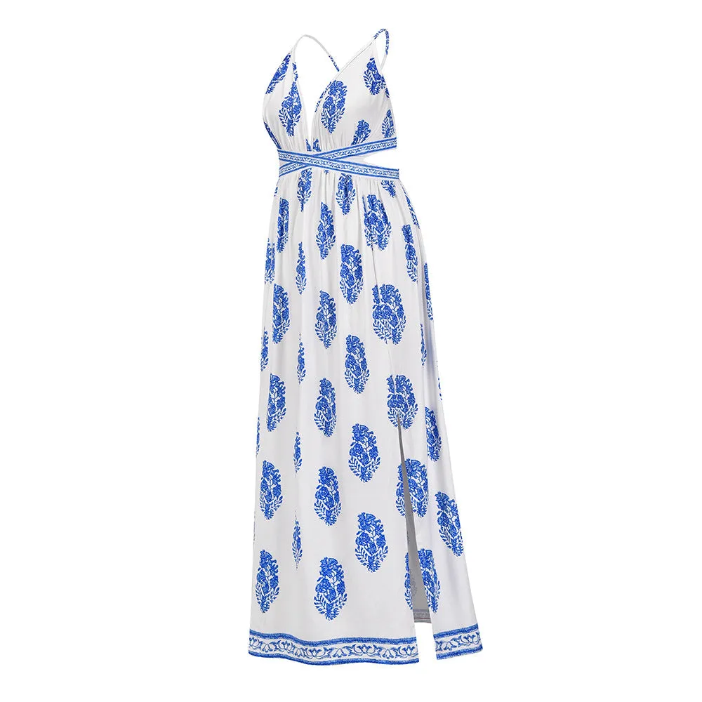 Allover Floral Print Crisscross Dress