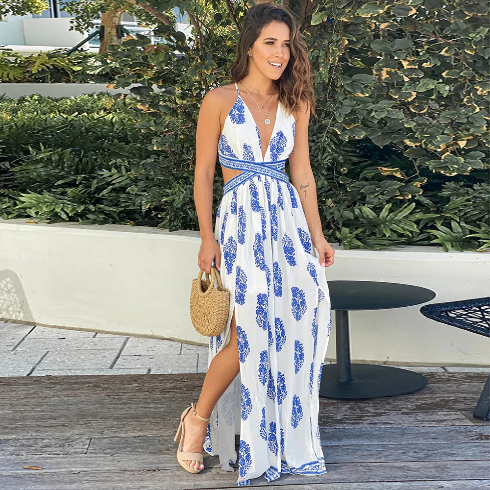 Allover Floral Print Crisscross Dress