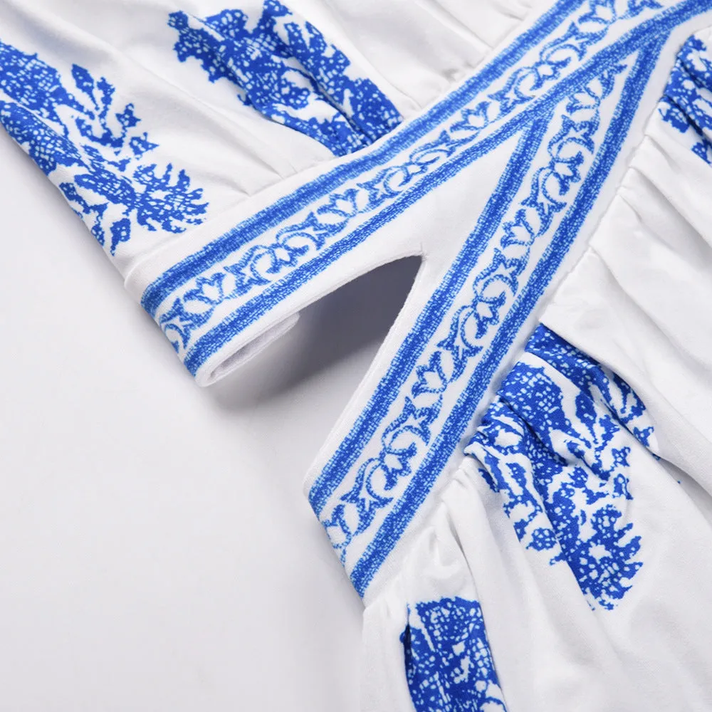 Allover Floral Print Crisscross Dress