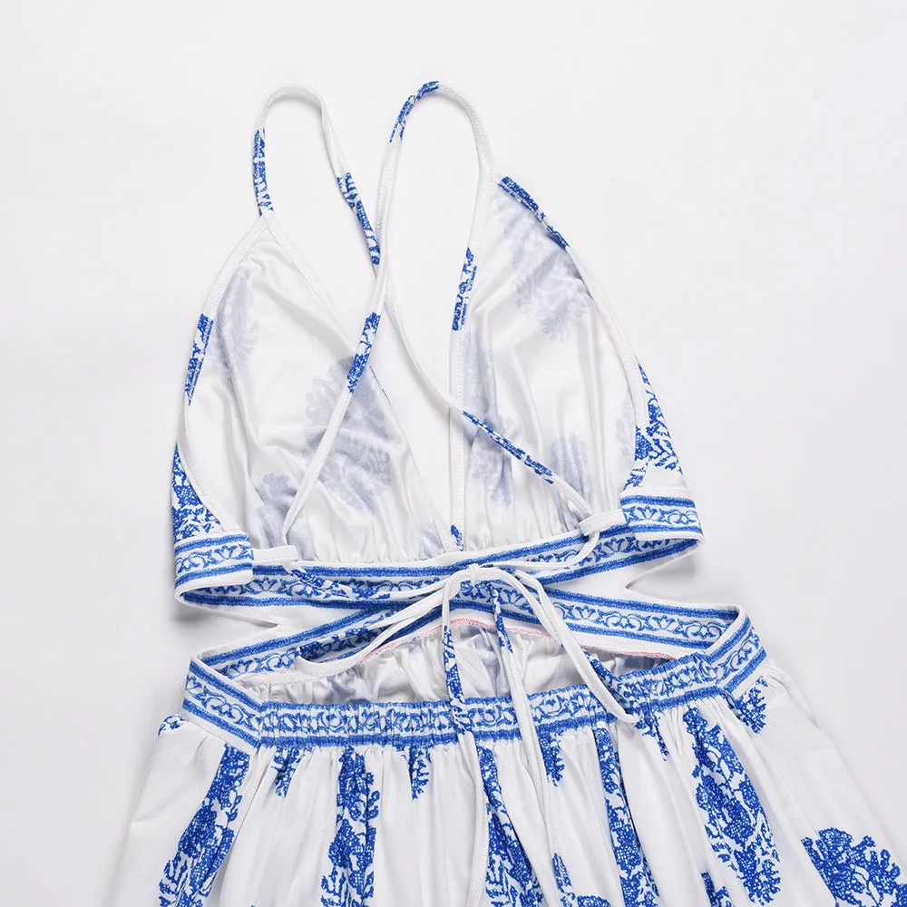Allover Floral Print Crisscross Dress