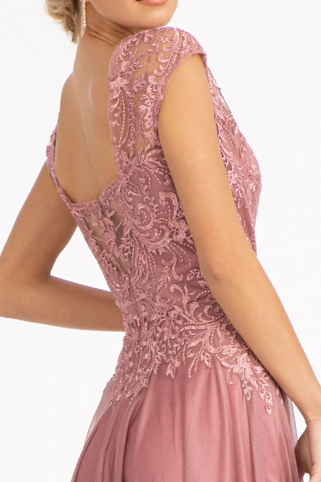 Beads Embellished Embroidered A-line Scoop-Neck Long Mother Of The Bride Dress GLGL3068 Sale