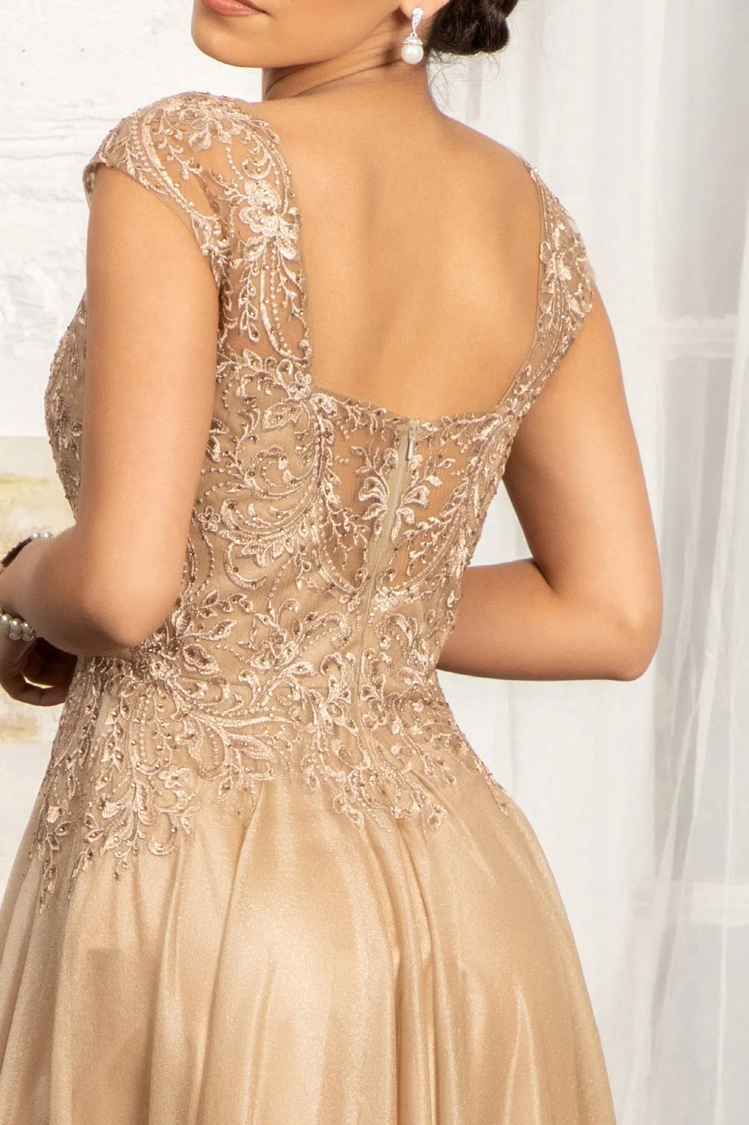 Beads Embellished Embroidered A-line Scoop-Neck Long Mother Of The Bride Dress GLGL3068 Sale