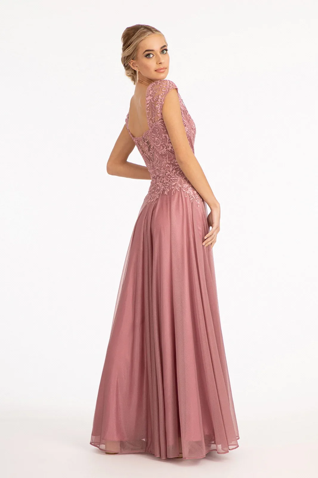 Beads Embellished Embroidered A-line Scoop-Neck Long Mother Of The Bride Dress GLGL3068 Sale
