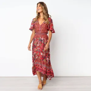 Boho Bell Sleeve Maxi Floral Dress