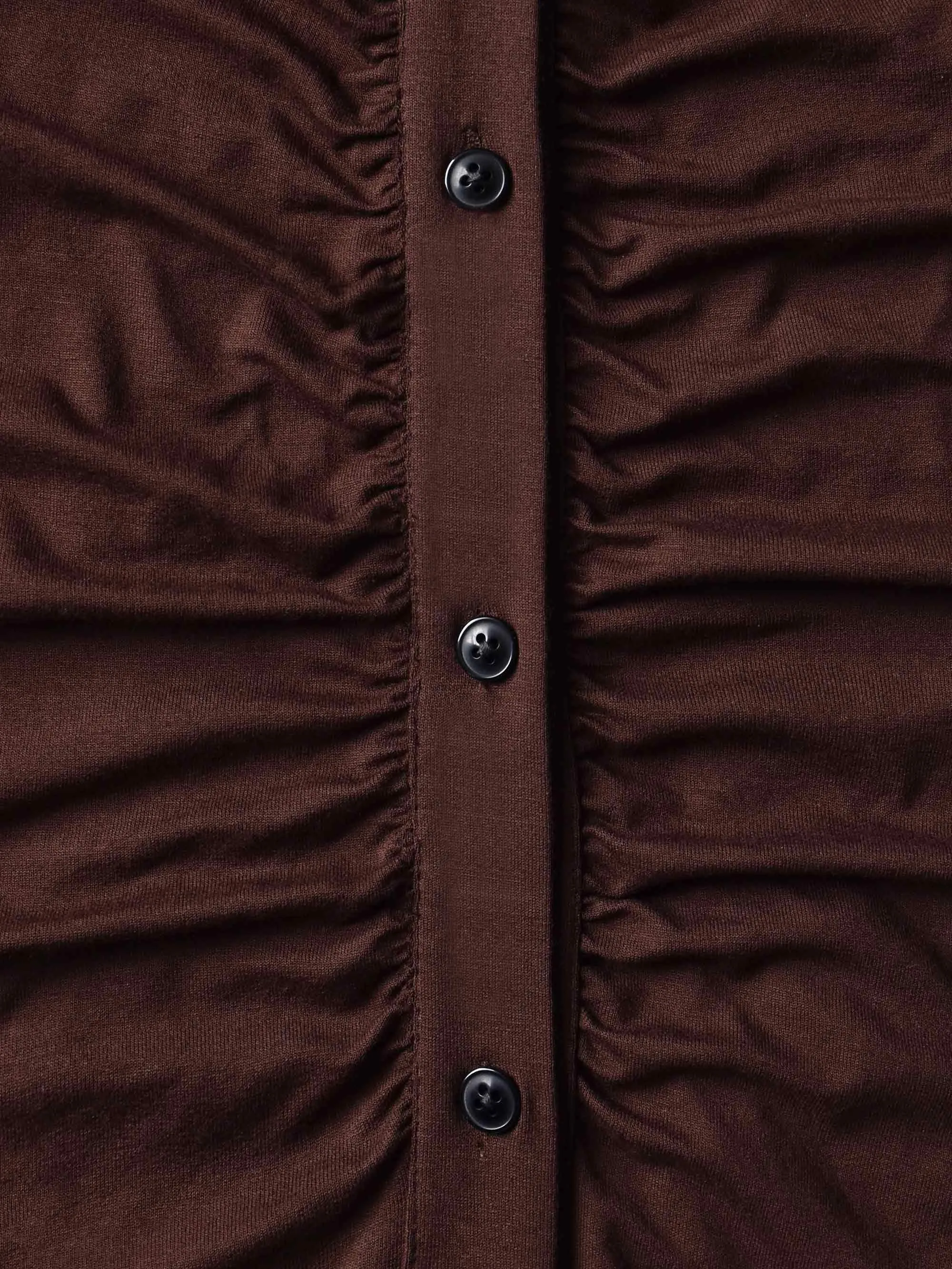 Brown Jersey Ruched Front Dress