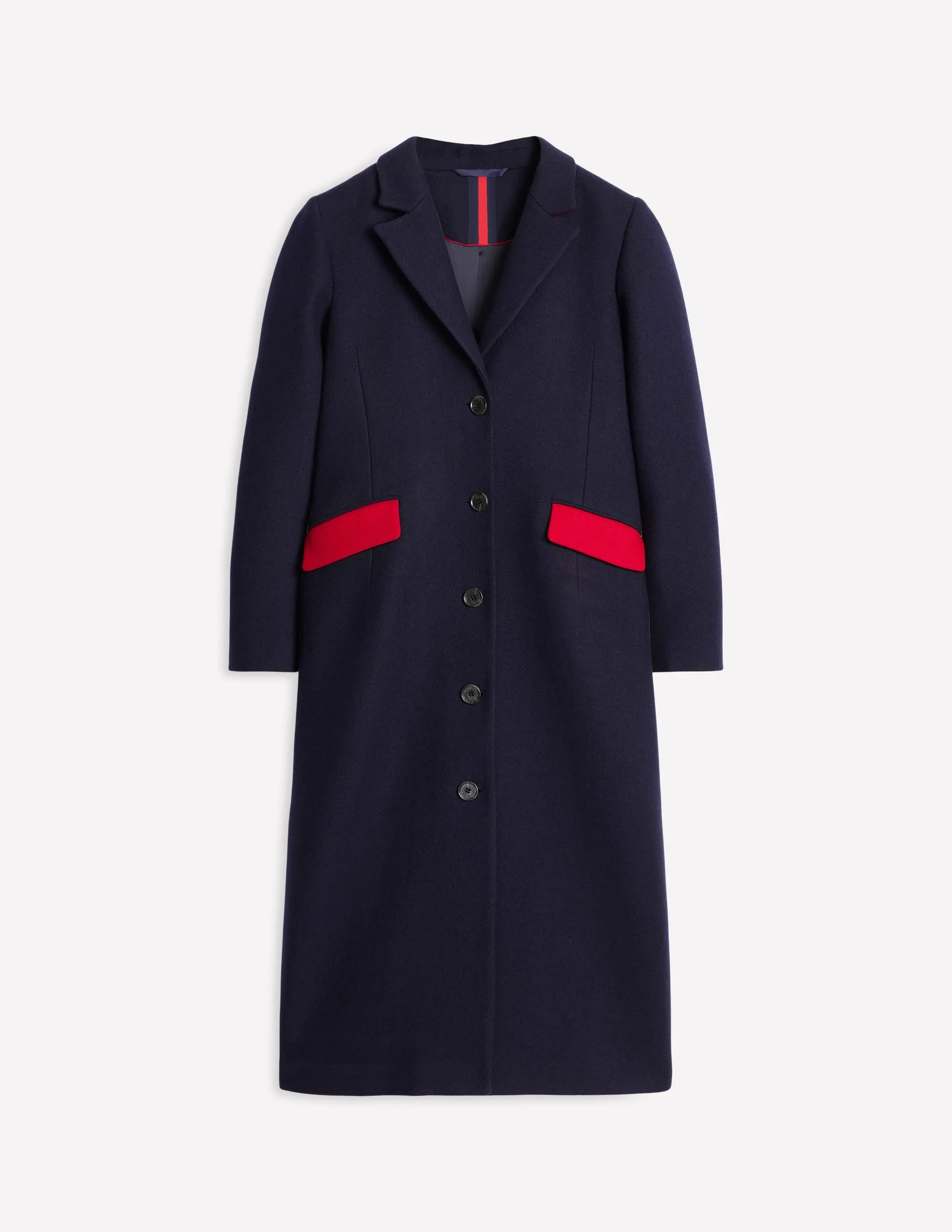 Colourblock Midi Coat-Navy, Multi
