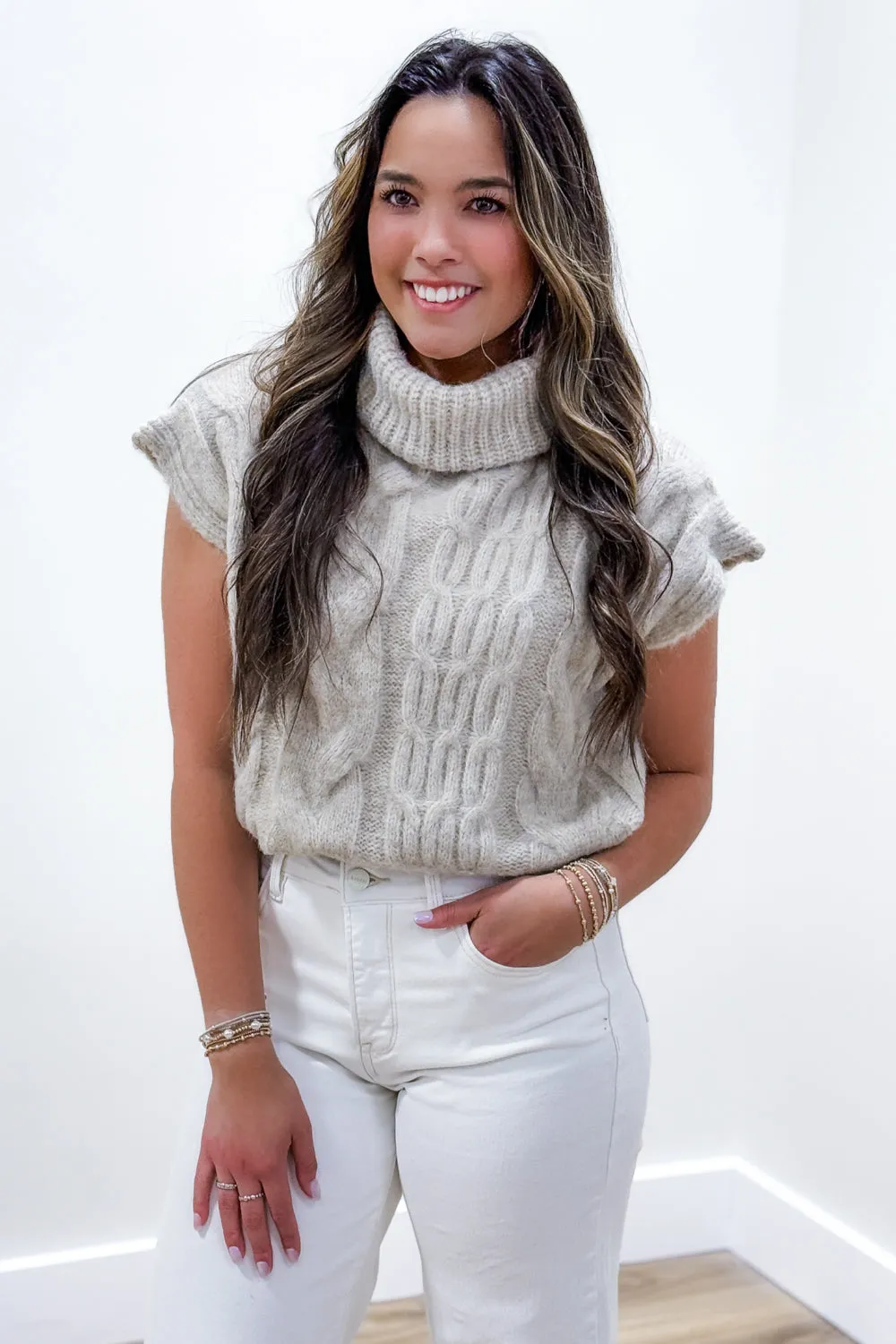 Cozy Nights Turtle Neck Sweater - Lt. Taupe