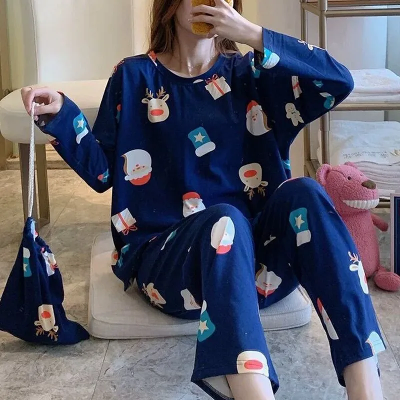 DressBetty - Merry Christmas Pajamas Set Casual Matching Set Full Sleeve Tops Pants 2 Pieces