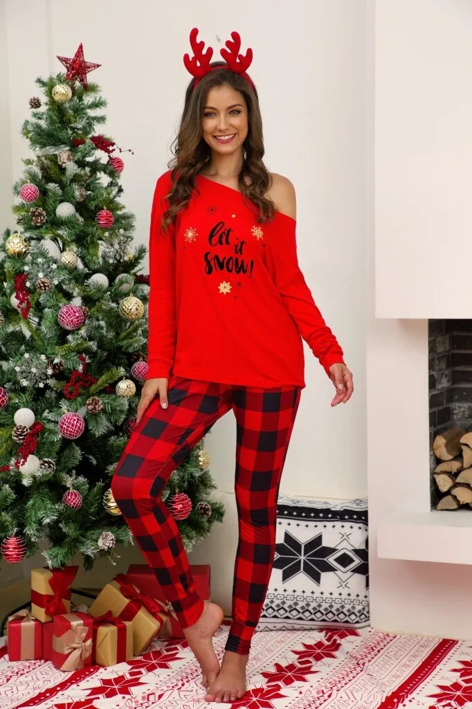 DressBetty - Merry Christmas Pajamas Set Casual Matching Set Full Sleeve Tops Pants 2 Pieces
