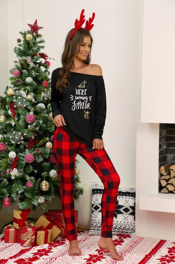 DressBetty - Merry Christmas Pajamas Set Casual Matching Set Full Sleeve Tops Pants 2 Pieces