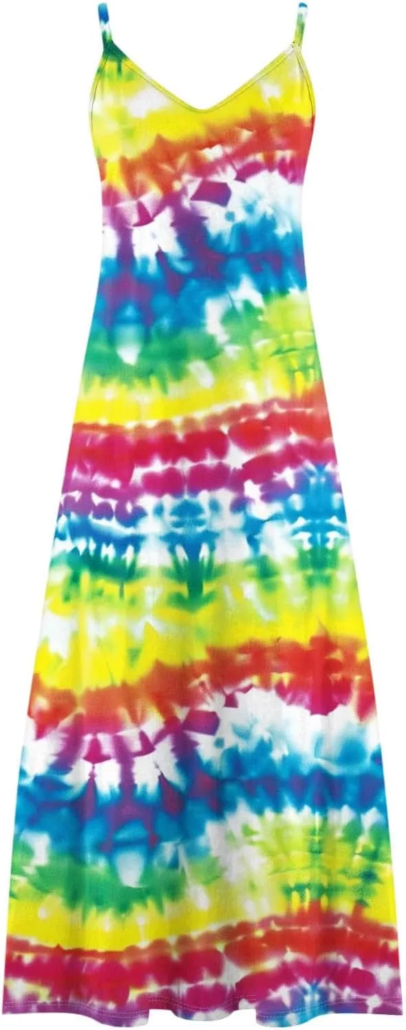 Dresses for Women 2024 Casual Spring, Sleeveless Casual V Neck Ruffle Dresses, Lightweight Floral Boho Dress