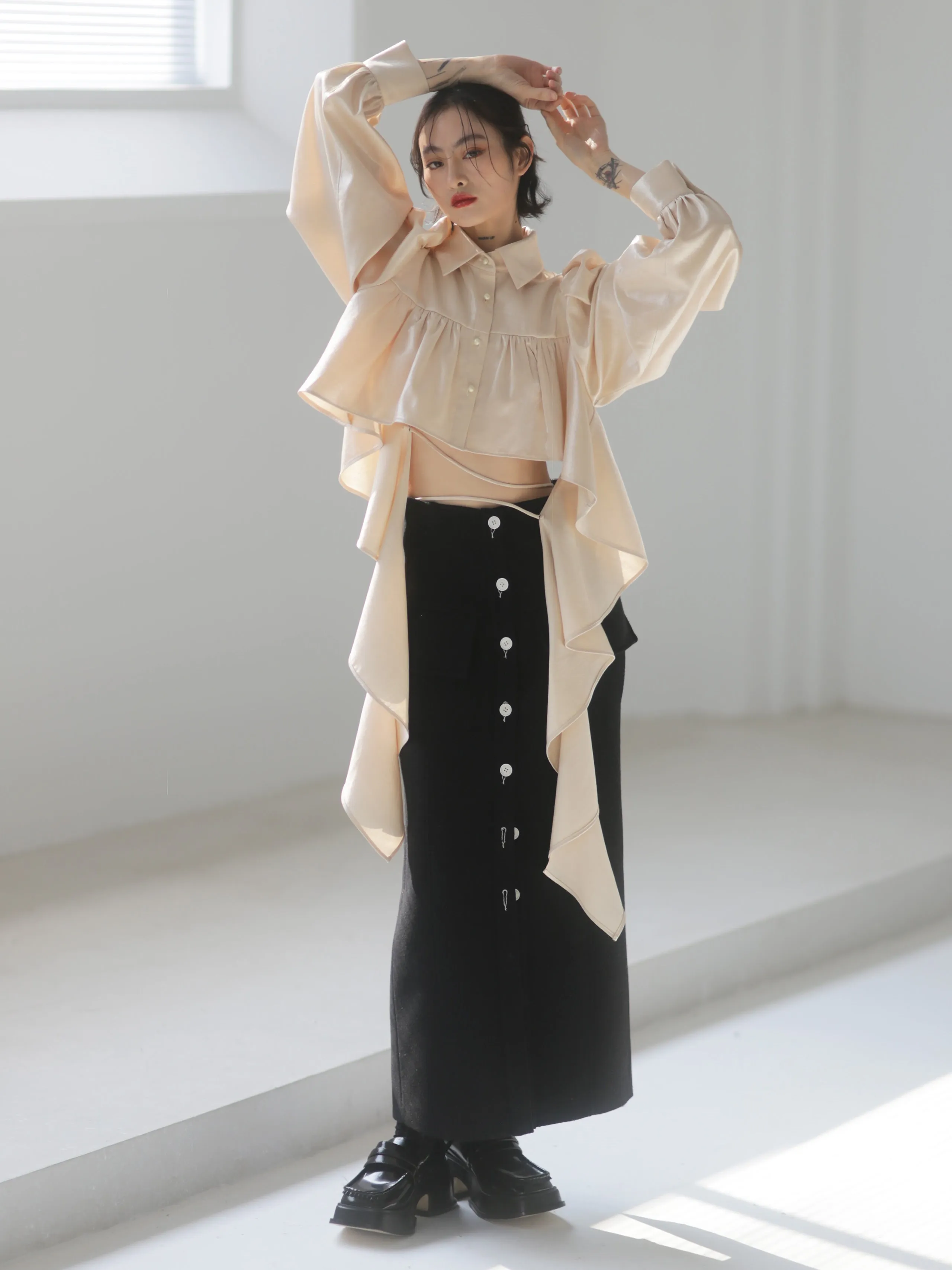Elegant Frilled Long Sleeve Blouse