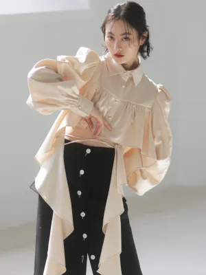 Elegant Frilled Long Sleeve Blouse