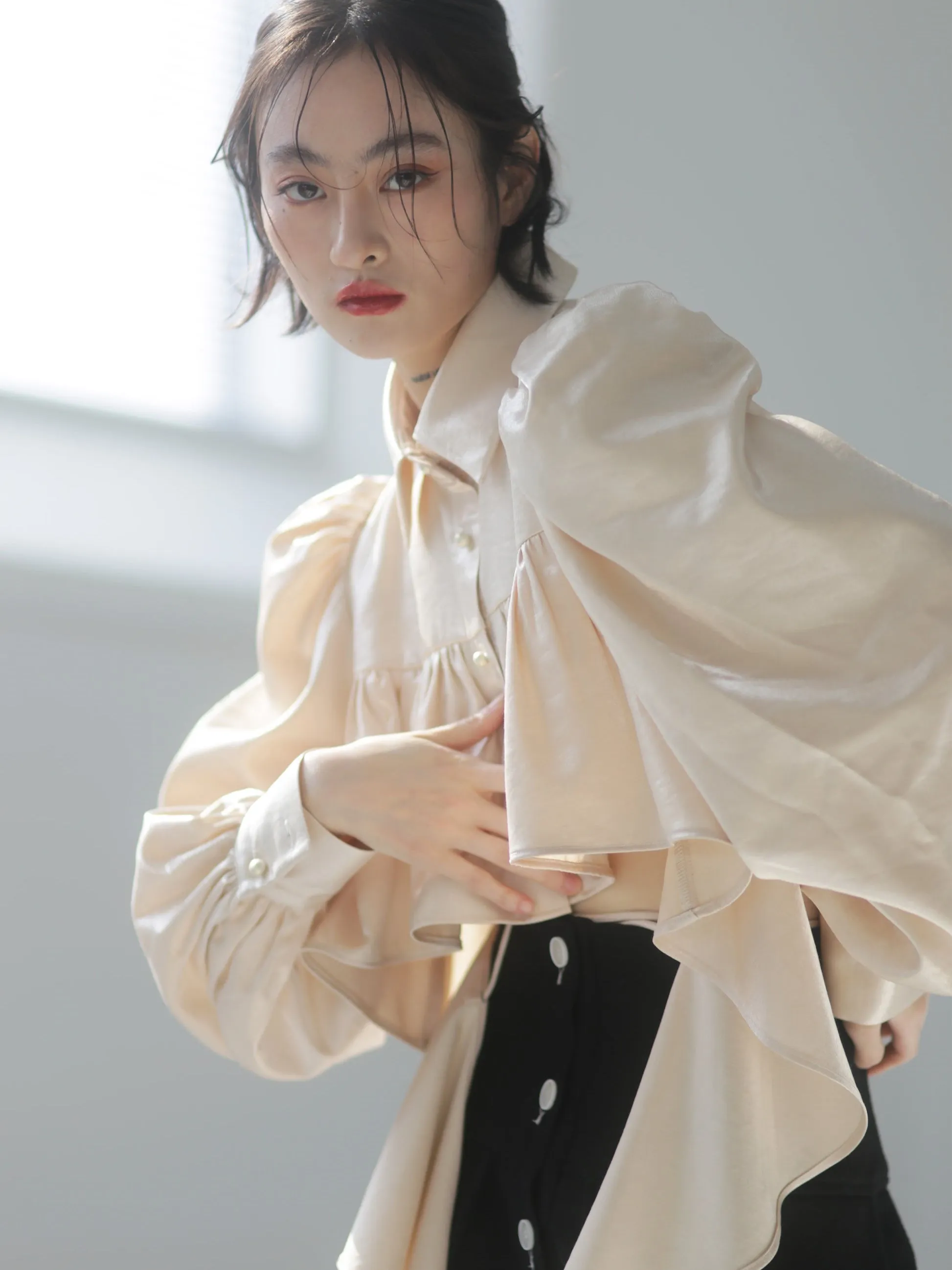 Elegant Frilled Long Sleeve Blouse