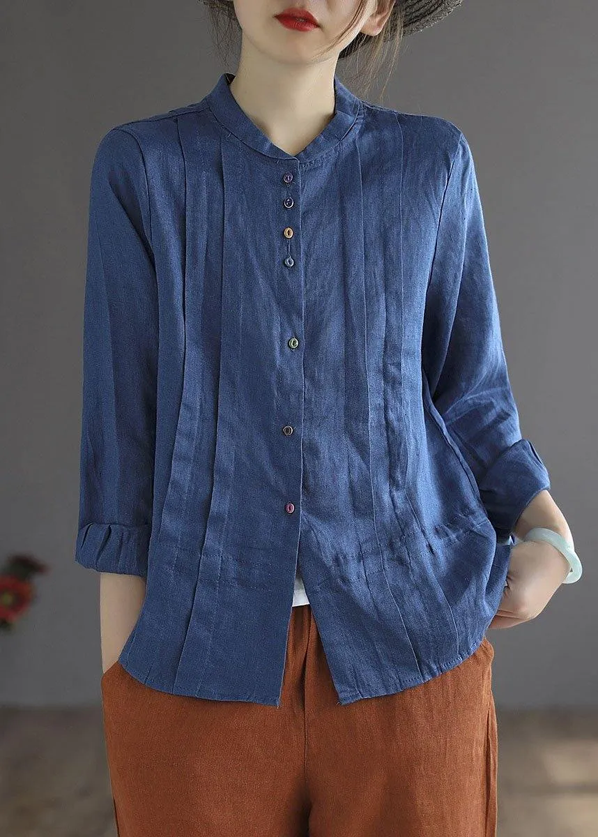 Elegant White Linen Retro Wrinkled Fall Tie Waist Long Sleeve Shirt Tops