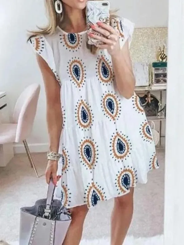 Falbala Short Sleeve Mini/Short Dress