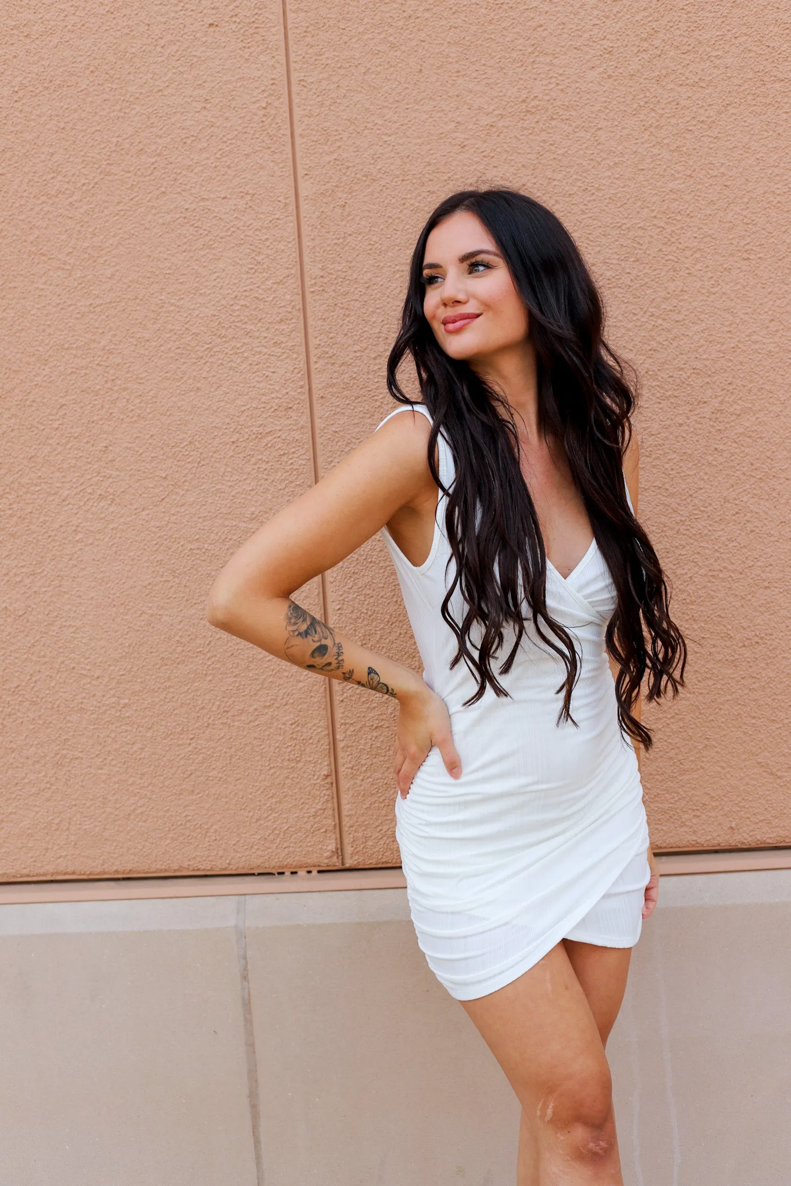 Hey Babe Ribbed Dress - White