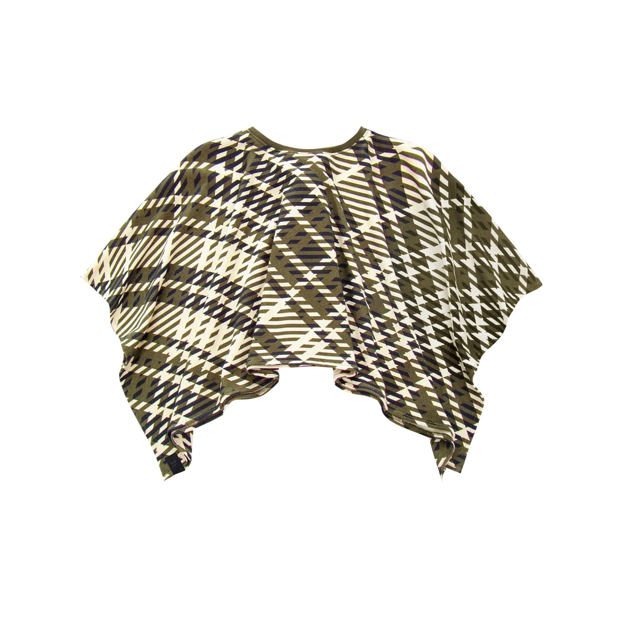 Kids Plaid Blanket Poncho | Olive