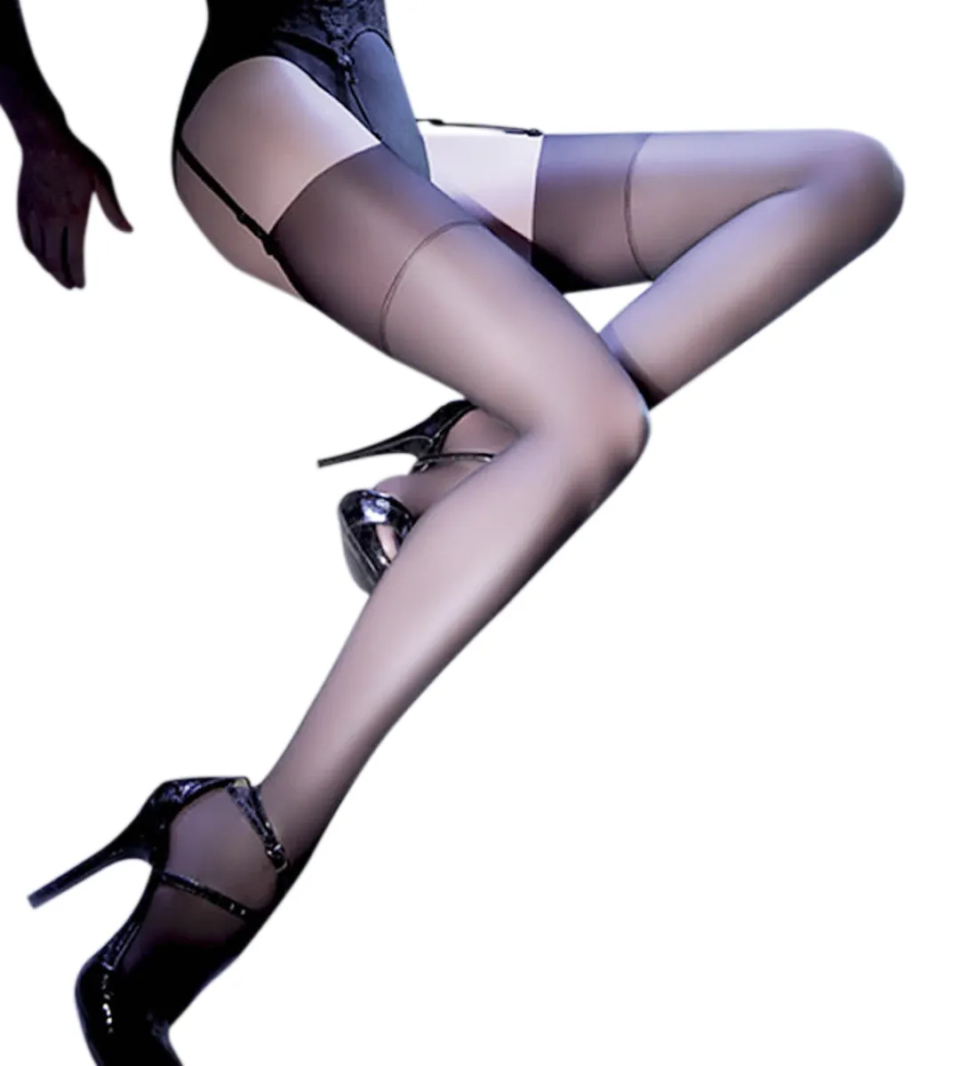 Ladies Wide Sheer 15 Den Summer Night Black Stockings