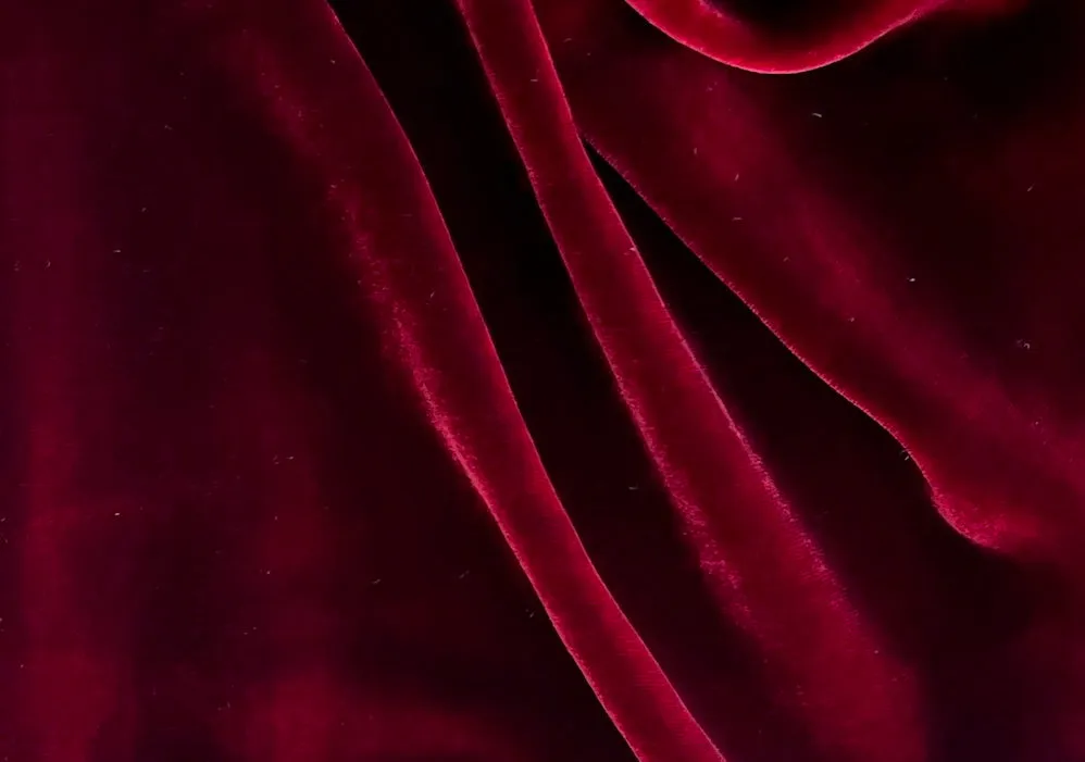 Lustrous Iridescent Brick Red Silk & Rayon Blend Velvet