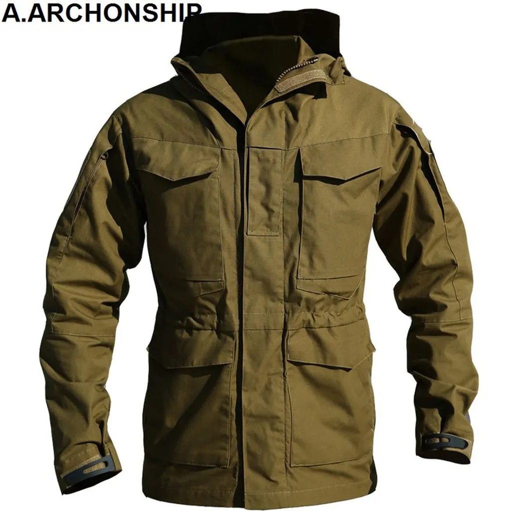 M65 UK US Army Clothes Windbreaker Military Field Jackets Mens Winter/Autumn Waterproof Flight Pilot Coat Hoodie Three Colors
