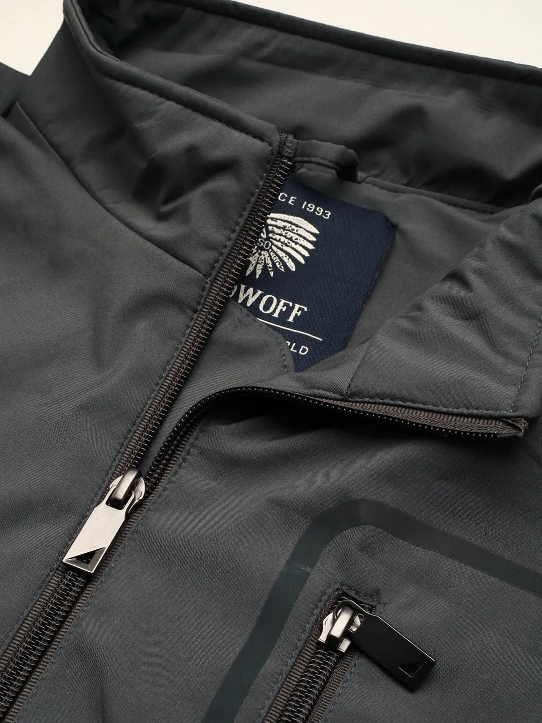 Men Grey Solid Open Front Jacket