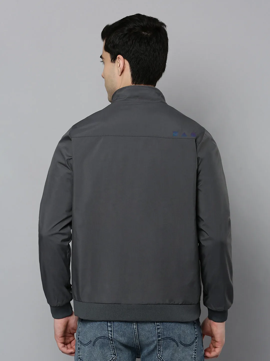 Men Grey Solid Open Front Jacket