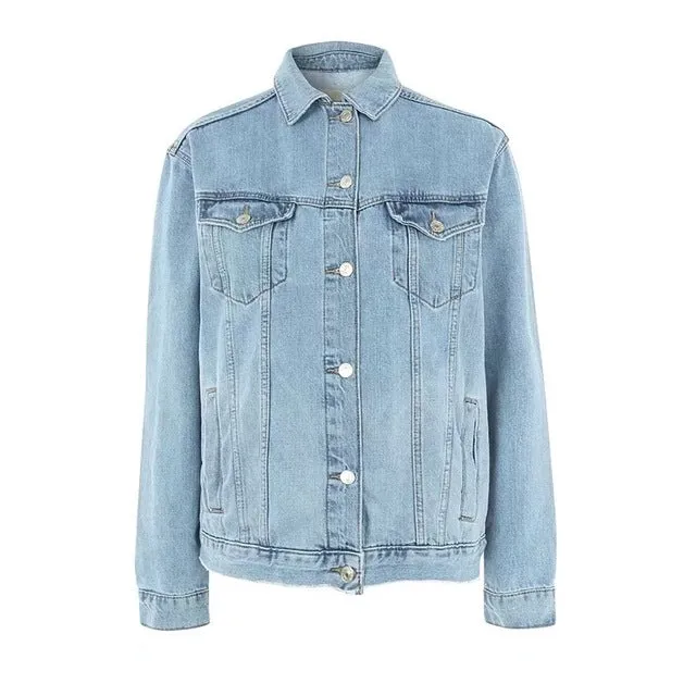 ORMELL Women Denim Jacket Loose Casual Female Autumn Outwear Turn Down Collar Blue Black Ladies Button Jeans Coat Long Sleeve