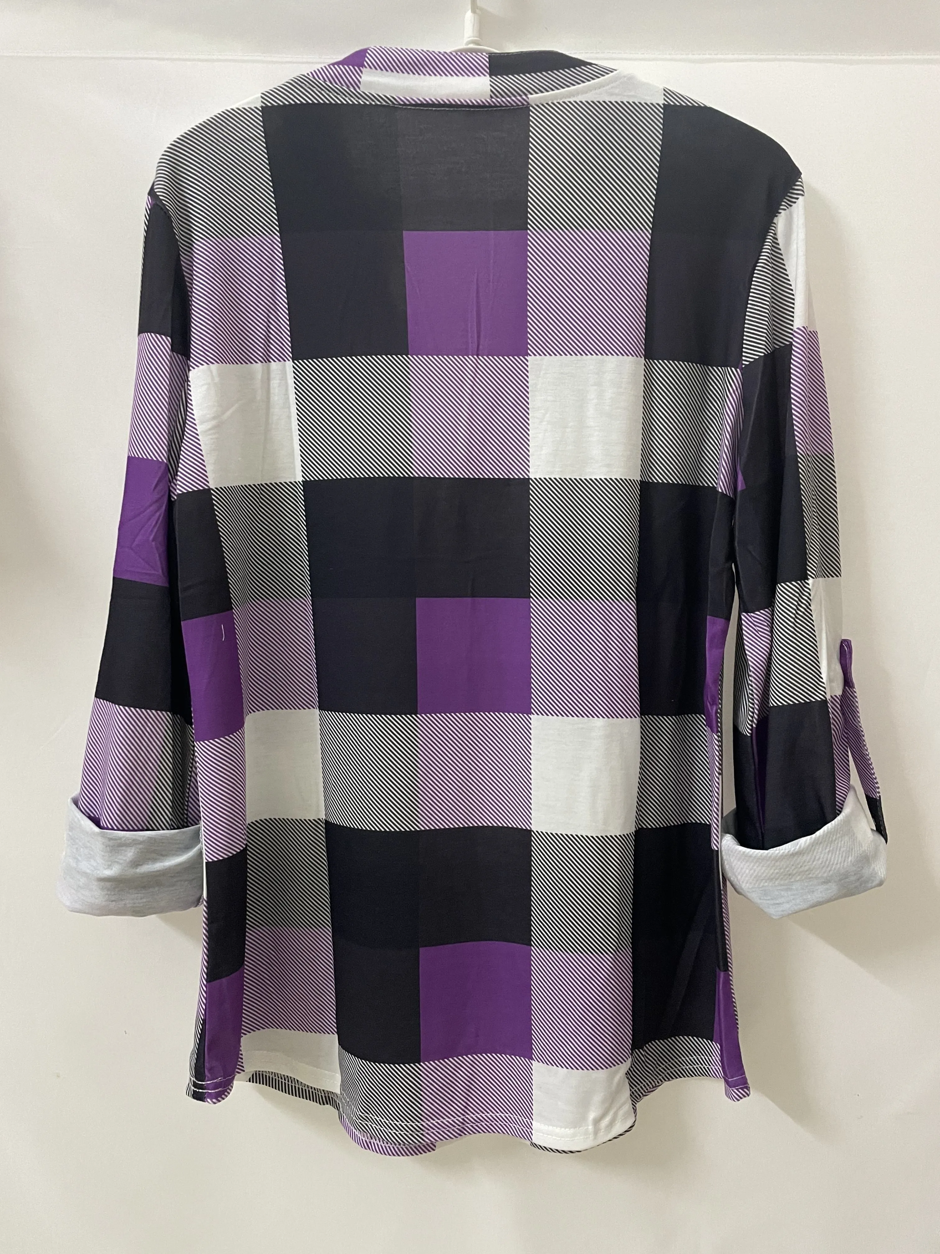 Purpdrank Stylish Plaid Flannel Shirt - Soft Long Sleeve V-Neck Top with Relaxed Fit for Everyday Wear, Women's Casual Clothing for Autumn and Winter Season