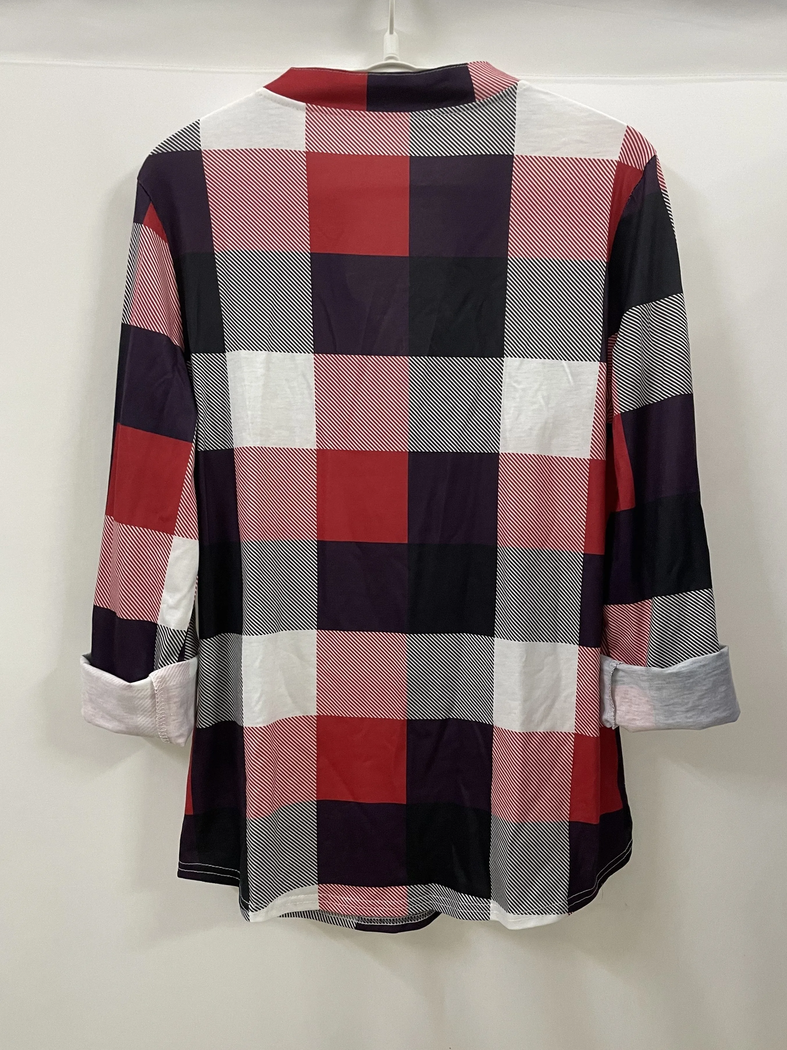 Purpdrank Stylish Plaid Flannel Shirt - Soft Long Sleeve V-Neck Top with Relaxed Fit for Everyday Wear, Women's Casual Clothing for Autumn and Winter Season