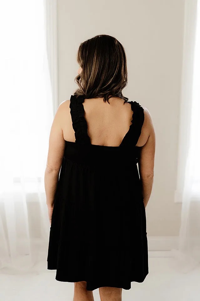 Shoulder Frill Tiered Dress