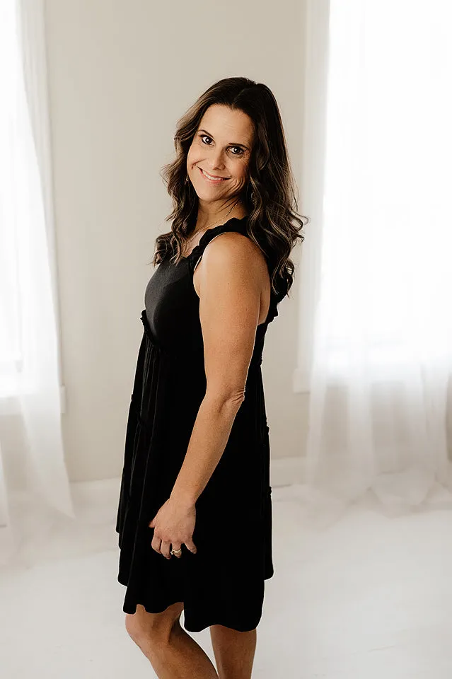 Shoulder Frill Tiered Dress