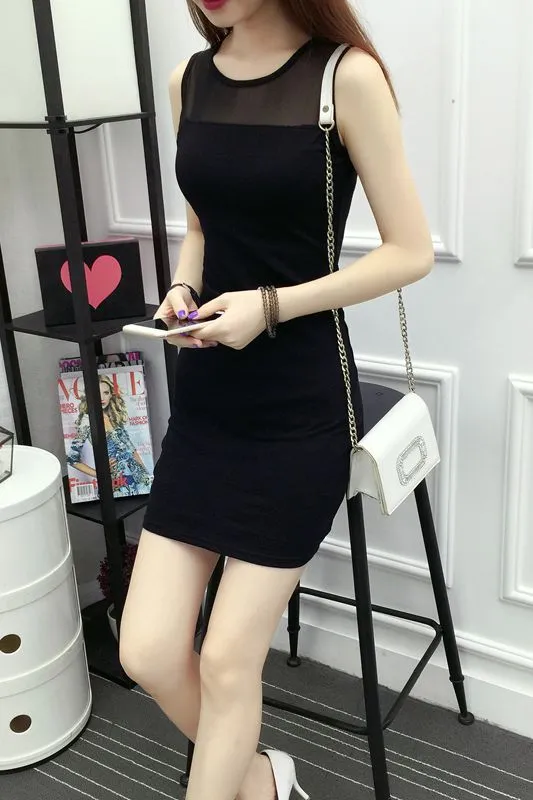 Summer Outdoor Lace Camisole Women Slim Look Hip Flattering Mid-Length Plus Size Mesh Dress
