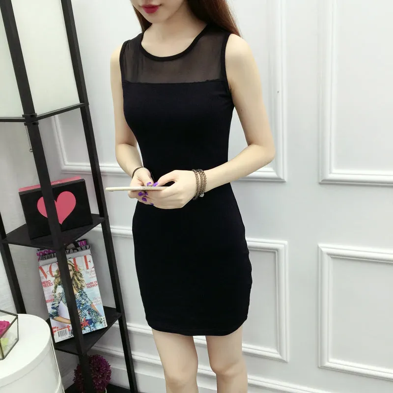 Summer Outdoor Lace Camisole Women Slim Look Hip Flattering Mid-Length Plus Size Mesh Dress