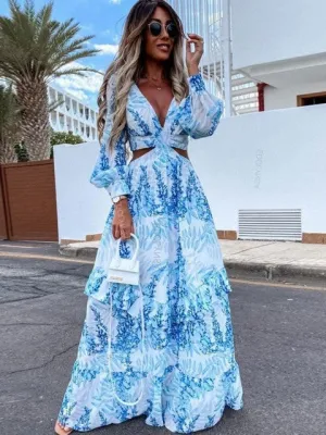 Summer Sexy V-Neck Backless Hollow Out Dress